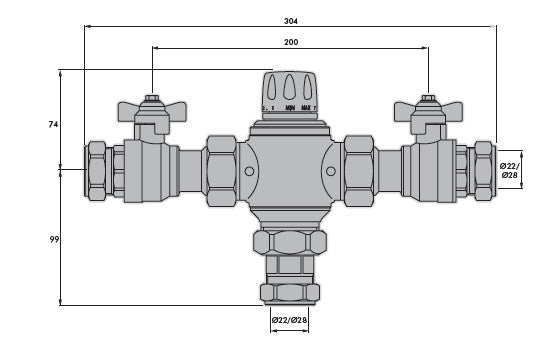 INTA 61028CPB Intamix Pro 28mm thermostatic Mixing Valve