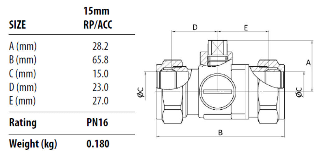 15mm Combined Isolating Valve & Flow Regulator 15Ltr/min