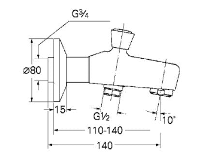 Grohe 13435 Wall mounted Spout & diverter