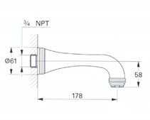 Grohe 13650 Sinfonia 3/4" Chrome wall bath spout