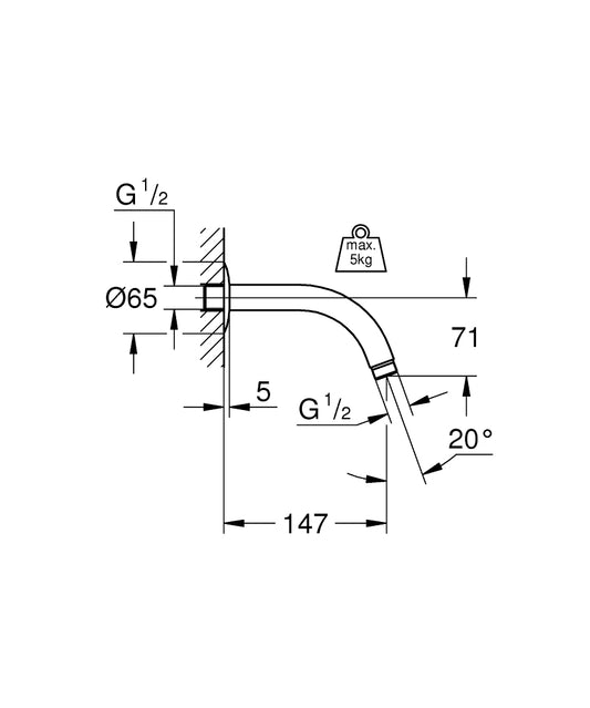 GROHE 28541L Relexa Shower Arm 1/2" Chrome