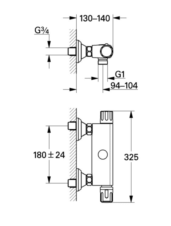 Grohe 34621 Auto 2000 3/4"  Thermostatic Shower Mix Exposed